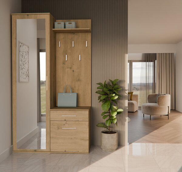 Set mobilier hol Dialogos 1 (stejar artisan) (cu oglindă). 1132534