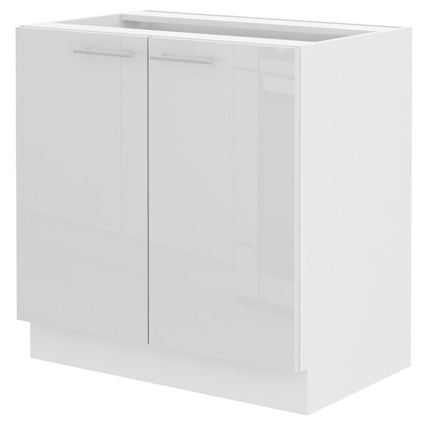 Dulap inferior de bucătărie sub chiuvetă Lavera 80 ZL 2F BB (Alb + Alb lucios). 1032333