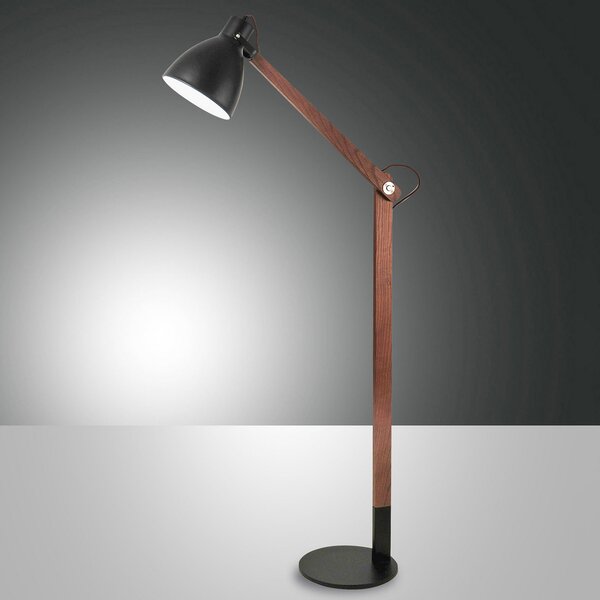 Fabas Luce Lampă de podea Sveva din lemn, negru/nuc, Lemn, Camera de zi / sufragerie, Lemn, Modern