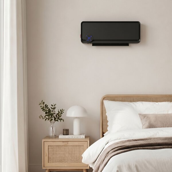 HOMCOM Încălzitor electric de perete cu 3 moduri, Negru | Aosom Romania