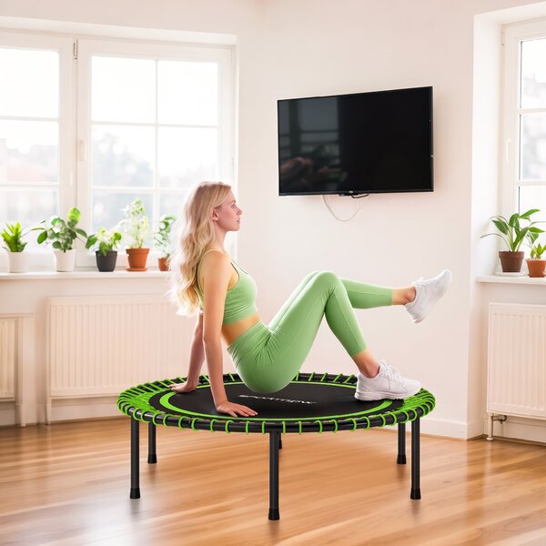 SPORTNOW Trambulină Elastico Fitness a 36 Corzi In Oțel E Pp Ø114x31 cm Verde | Aosom Romania