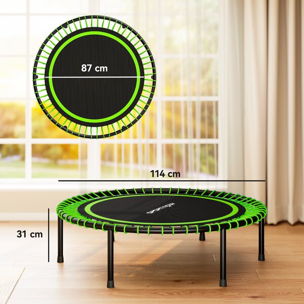 SPORTNOW Trambulină Elastico Fitness a 36 Corzi In Oțel E Pp Ø114x31 cm Verde | Aosom Romania