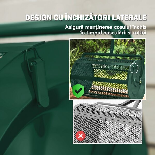 Outsunny Distribuitor de Îngrășământ 75 L din Metal cu Mâner Reglabil în T și Mâner Căptușit, 70x40x112 cm, Verde | Aosom Romania