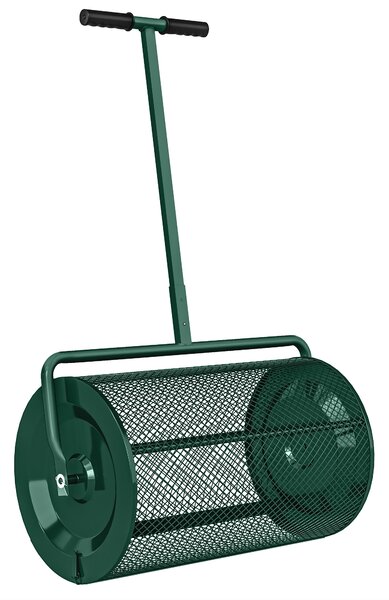 Outsunny Distribuitor de Îngrășământ 75 L din Metal cu Mâner Reglabil în T și Mâner Căptușit, 70x40x112 cm, Verde | Aosom Romania