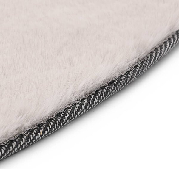 Covor rotund gri din blana artificiala de iepure JANES 80 cm