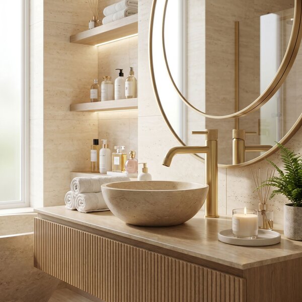 Baterie pentru lavoar Rea Venti Brush Gold