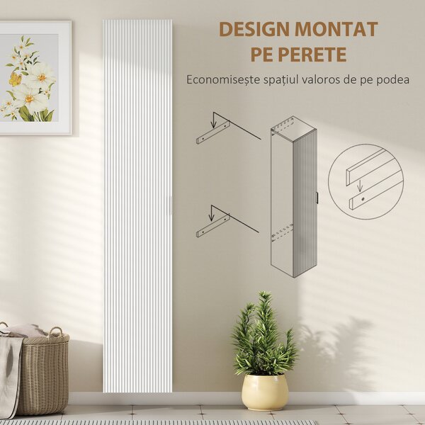 HOMCOM Dulap de Baie Suspendat, Colona de Baie cu 5 Niveluri și Rafturi Reglabile, Închidere Amortizată Soft Close, Dulap Salvaspațiu Modern, 30x31.5x160 cm, Alb | Aosom Romania