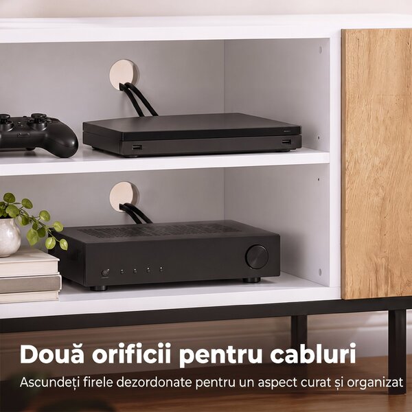 HOMCOM Comodă TV cu Rafturi Reglabile și Ușă Soft-Close, PAL și Oțel, 140x36,5x50 cm, Alb și Stejar | Aosom Romania