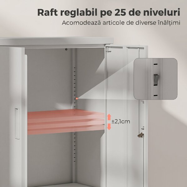 HOMCOM Dulap pentru Birou cu Raft Interior Reglabil și Sertar Alb | Aosom Romania