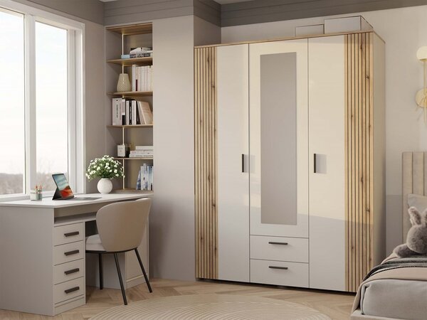 Dulap de haine Avala 1 (cashmir + stejar evoke) (cu oglindă). Promo -14%. 1132686