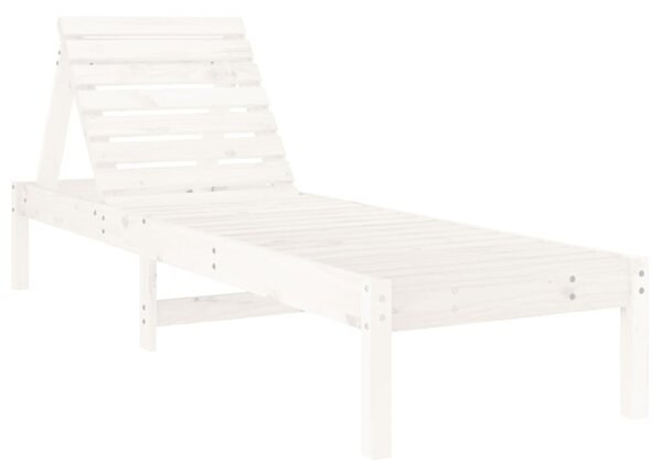 Șezlong, alb, 199,5x60x74 cm, lemn masiv de pin