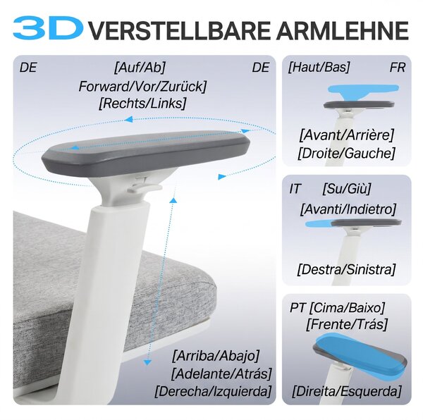 HOMCOM Scaun de Birou Ergonomic și Respirabil cu Suport Lombar Dinamic 4D, 64.5x62.5x112-122 cm, Multicolor | Aosom Romania