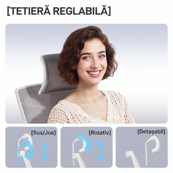 HOMCOM Scaun de Birou Ergonomic și Respirabil cu Suport Lombar Dinamic 4D, 64.5x62.5x112-122 cm, Multicolor | Aosom Romania