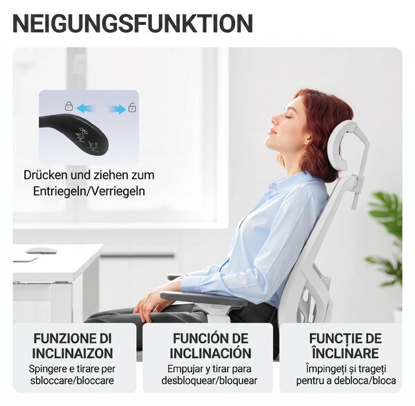 HOMCOM Scaun de Birou Ergonomic și Respirabil cu Suport Lombar Dinamic 4D, 64.5x62.5x112-122 cm, Multicolor | Aosom Romania