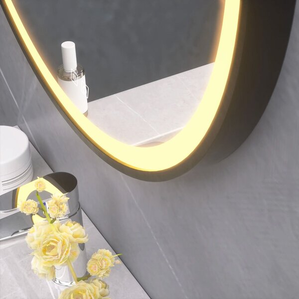 Oglindă Rotundă LED Suspendată pe Curea 80cm 105