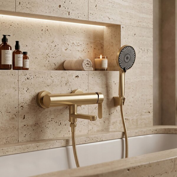 Furtun de duș Rea Brush Gold 150 cm