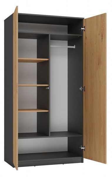 Dulap de haine Musecalo 3 (antracit + stejar artisan). Promo -21%. 1132738