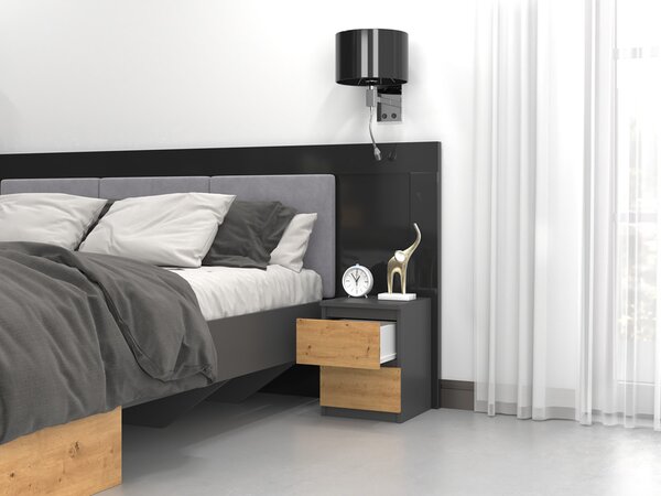 Noptieră Musecalo 2 (antracit + stejar artisan). Promo -14%. 1132757