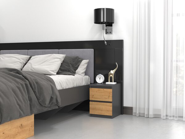 Noptieră Musecalo 2 (antracit + stejar artisan). Promo -14%. 1132757