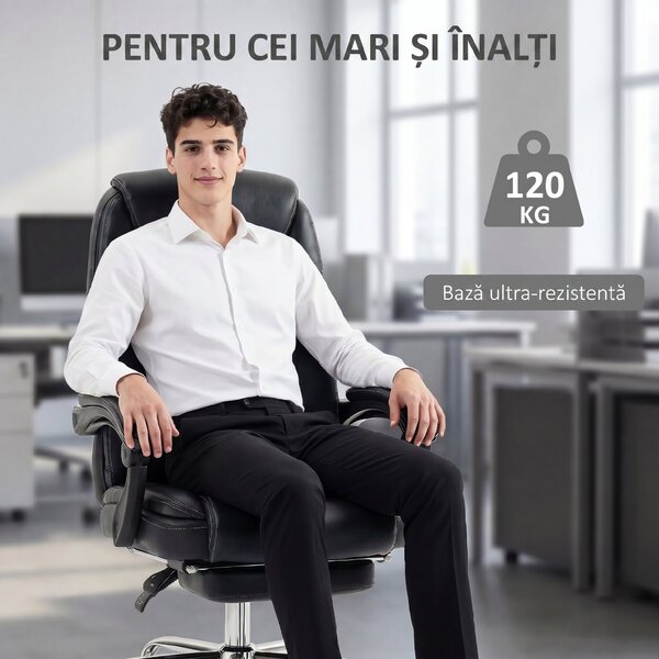 HOMCOM Scaun de birou rabatabil cu suport pentru picioare și capacitate de 120 kg, negru | Aosom Romania