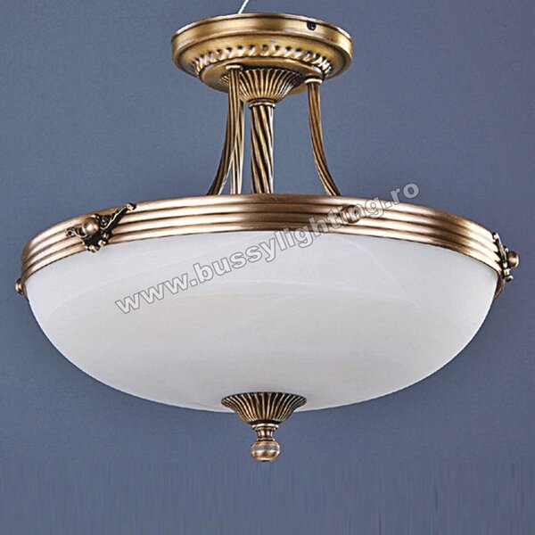 Lustra Dakar cu Diam 33 cm, Desing Clasic, Finisaj Bronz Antic, Abajur Crem - Bussy Lighting 3087-52-01A