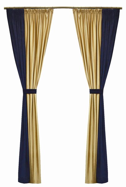Set draperii Velaria catifea navy cu bej, 2x150x260 cm