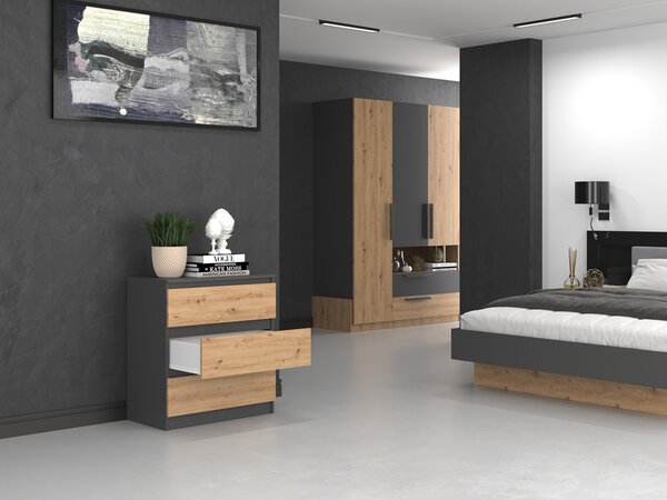 Comodă Musecalo 1 (antracit + stejar artisan). Promo -15%. 1132779