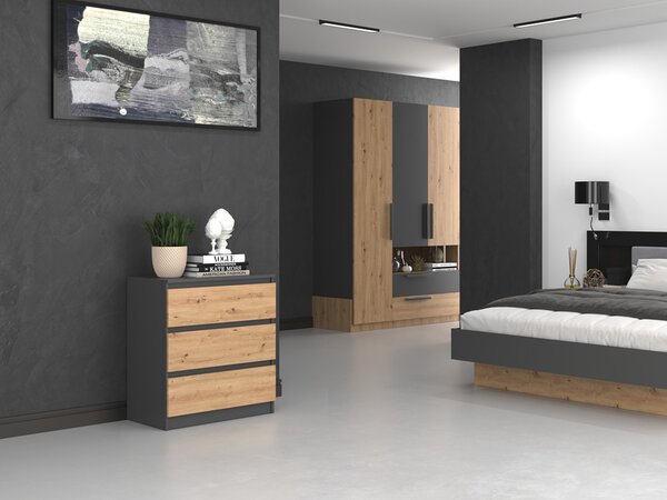 Comodă Musecalo 1 (antracit + stejar artisan). Promo -15%. 1132779