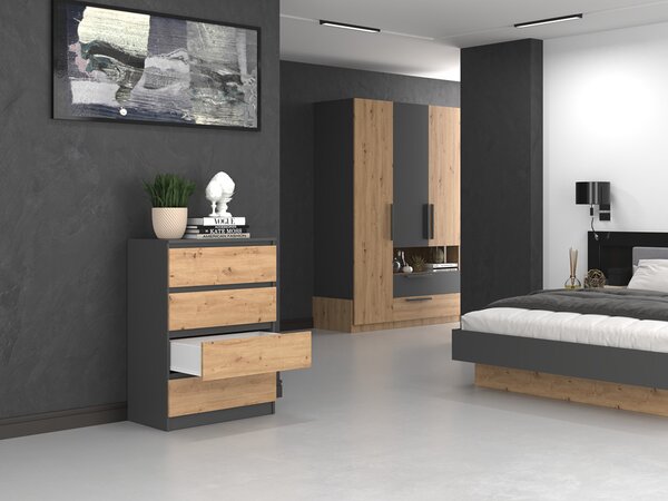 Comodă Musecalo 2 (antracit + stejar artisan). Promo -17%. 1132787