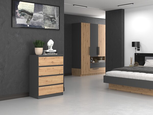 Comodă Musecalo 2 (antracit + stejar artisan). Promo -17%. 1132787