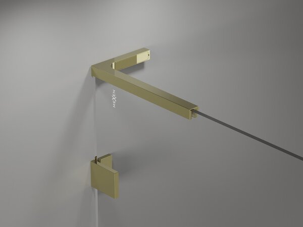 Mexen Lunar L, paravan de baie cu 2 aripi dreapta 90 x 150 cm, sticlă transparentă, auriu strălucitor, 897L-090-100-50-00-P