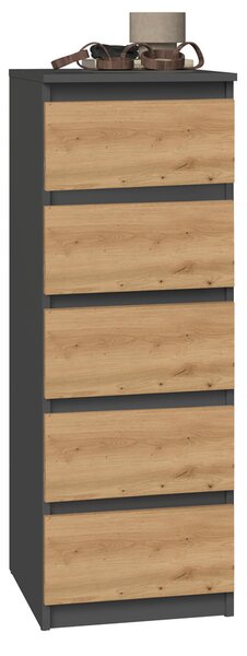 Comodă Musecalo 5 (antracit + stejar artisan). Promo -19%. 1132801