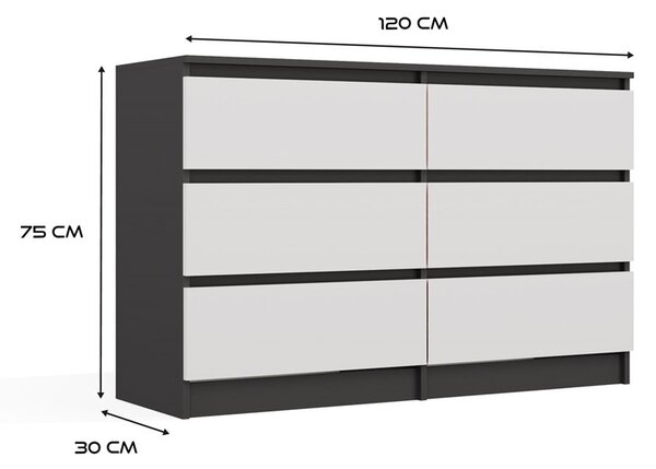 Comodă Musecalo 6 120 (antracit + alb). 1132807