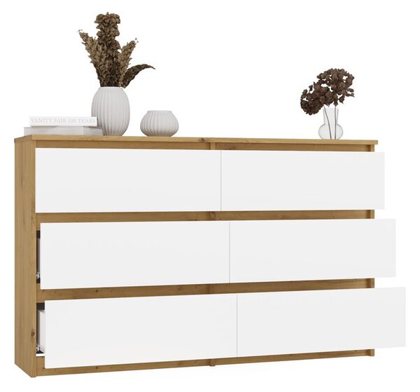Comodă Musecalo 6 120 (stejar artisan + alb). 1132808