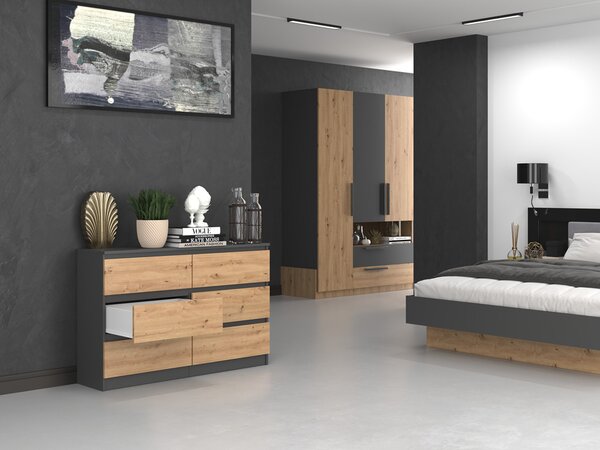 Comodă Musecalo 6 120 (antracit + stejar artisan). 1132809