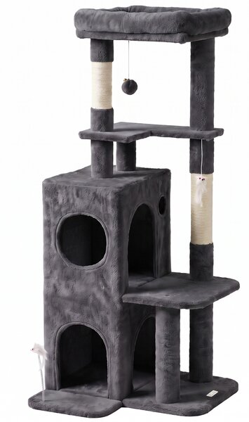 PawHut Ansamblu pentru Pisici, 132 cm, Pluș PAL, Gri Închis | Aosom Romania
