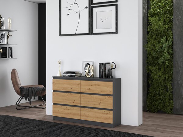 Comodă Musecalo 6 120 (antracit + stejar artisan). 1132809