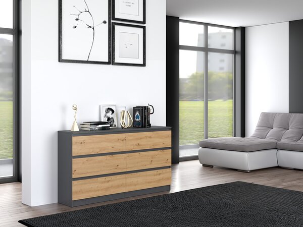 Comodă Musecalo 6 140 (antracit + stejar artisan). Promo -19%. 1132818