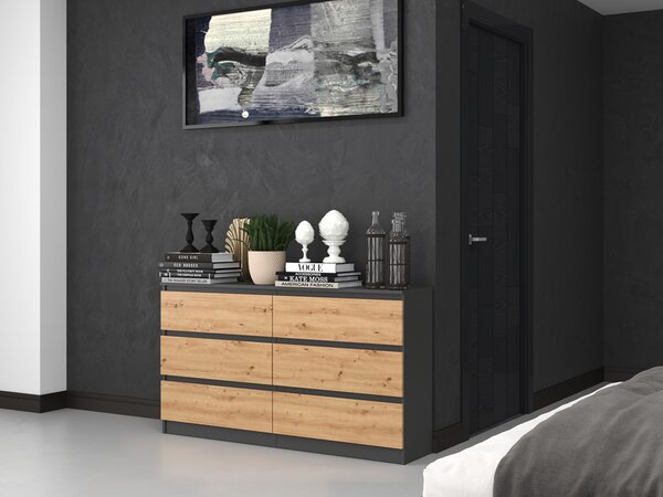 Comodă Musecalo 6 140 (antracit + stejar artisan). Promo -19%. 1132818