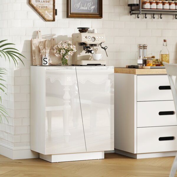 HOMCOM Dulap Multifuncțional cu 3 Nivele, Design Modern din PA Alb, Poliță Reglabilă, Bază Înălțată, 70x40x88 cm | Aosom Romania