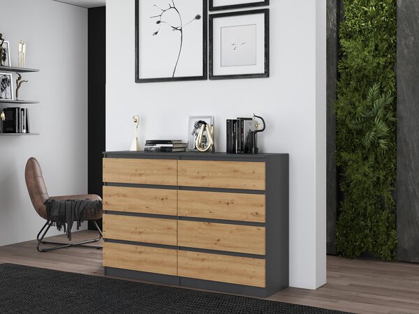 Comodă Musecalo 7 140 (antracit + stejar artisan). Promo -21%. 1132829