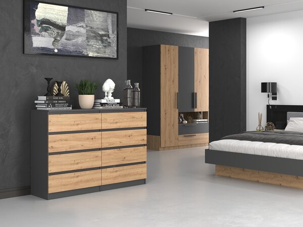 Comodă Musecalo 7 140 (antracit + stejar artisan). Promo -21%. 1132829