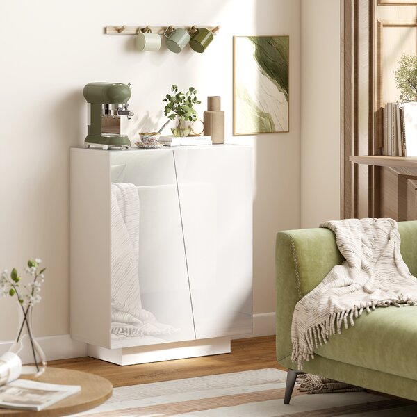 HOMCOM Dulap Multifuncțional cu 3 Nivele, Design Modern din PA Alb, Poliță Reglabilă, Bază Înălțată, 70x40x88 cm | Aosom Romania