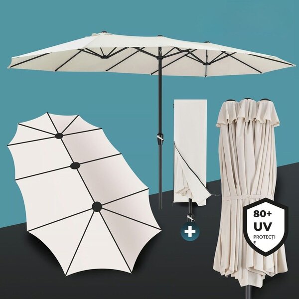 Umbrelă dublă MIAMI, 460 × 270 cm, bej Kingsleeve