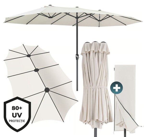 Umbrelă dublă MIAMI, 460 × 270 cm, bej Kingsleeve