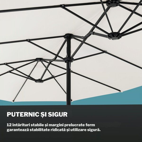 Umbrelă dublă MIAMI, 460 × 270 cm, bej Kingsleeve