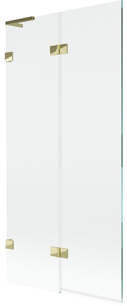 Mexen Lunar L, paravan de cadă cu 2 aripi, stânga, 90 x 150 cm, sticlă transparentă, auriu strălucitor, 897L-090-100-50-00-L