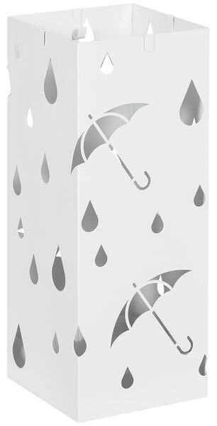 HOMCOM Suport pentru Umbrele din Metal cu 4 Cârlige, Suport pentru Umbrele cu Design Modern, 15,5x15,5x41 cm, Alb | Aosom Romania