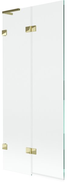 Mexen Lunar L, paravan de cadă cu 2 aripi, stânga, 80 x 150 cm, sticlă transparentă, auriu strălucitor, 897L-080-100-50-00-L