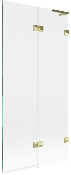 Mexen Lunar L, paravan de baie cu 2 aripi dreapta 90 x 150 cm, sticlă transparentă, auriu strălucitor, 897L-090-100-50-00-P